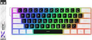 OHY 60% Gaming Keyboard,Wired Backlit Mini Membrane Keyboard, Strong Mechanical Feel for PC/Mac Gamer, Typist, Travel, Easy to Carry on Business Trip(61 Keys)-White