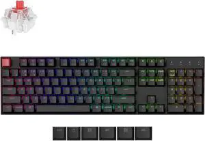Keychron K10 Full Size Layout Bluetooth Wireless/USB Wired Mechanical Gaming Keyboard for Mac with Keychron Super Red Switch/RGB Backlight 104 Keys Computer Keyboard for Windows Laptop(Version 2)