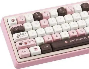 PBT Keycaps 145 Keys, Dye Sublimation PBT Custom Keycap Set, Pink Chocolate Keycaps, Cute Key Cap FOA Profile Keyboard Keycap Set for Cherry Gateron MX Switches Mechanical Keyboard