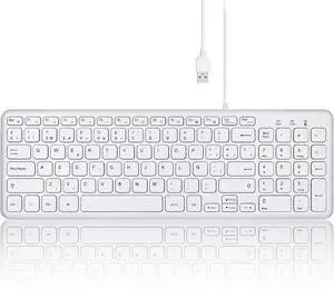 Perixx PERIBOARD-213W Silent USB Scissor Keyboard with Cable  Compact Design with Numeric Keypad  White  Spanish Qwert with Ñ