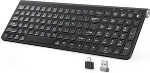 JOYACCESS Wireless Keyboard, 2.4G Ergonomic and Slim Wireless Keyboard with USB & Type C, Full Size and Portable Design for Computer/Laptop/Windows/Mac-Black
