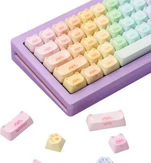 Akko PBT Keycaps Set, Colorful Cats Keycap Mao Profile 142-Key Keycaps for Mechanical Keyboards