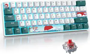 surmen Wireless Keyboard 60% Gaming Keyboard 60 Percent, Hot Swappable RGB Mini Bluetooth BT5.0/USB-C Mechanical Keyboard with Software for Windows Mac Laptop (Gateron Red, Green 61)