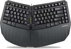 Perixx PERIBOARD-413B US, Wired USB Ergonomic Compact Split Keyboard - 15.75x10.83x2.17 inches TKL Design - Black - US English
