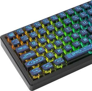 PBT Pudding Keycaps Punk Style Shine Through Keycap ASA Profile Custom Keycaps Set for 60% 65% 75% 100% Mechanical Keyboard(Blue)