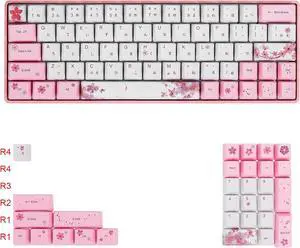 (Only Keycaps) Sakura 60% PBT Keycaps Set OEM for MX Switches Mechanical Keyboard ANSI Layout Compatible with GH60 RK61/ALT61/Annie/poker GK61 GK64 (Japanese)