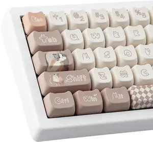 Hyekit PBT Keycaps for Mechanical Keyboard - 144 Keys Cute Cat Keycaps, Dye-Sublimation Cute Keycaps Mao Profile Custom Keycaps for Cherry Gateron MX Switches, for Mac Windows PC Keyboard