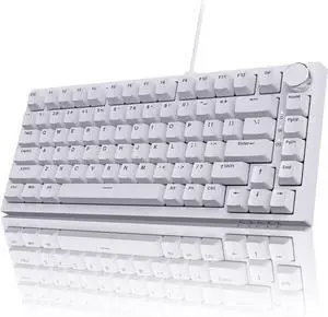 NACODEX AK820 Gasket Mechanical Keyboard, 75% Wired Hot Swappable Keyboard with Volume Contro Knob, PBT Keycaps, Five-Layer Padding, 82 Keys Gaming Keyboard