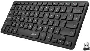 Arteck 2.4G Wireless Keyboard Ultra Slim and Compact Wireless Keyboard with Media Hotkeys for Computer/Desktop/PC/Laptop/Surface/Smart TV and Windows 10/8/ 7 Built-in Rechargeable Battery