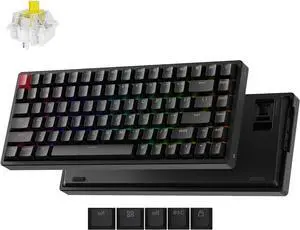 Keychron K2 75% Layout QMK Wireless and Wired Mechanical Keyboard Super Banana Switch, RGB Backlight Aluminum Frame with Shine-Through Double-Shot PBT Keycaps for Mac Windows-Version 3