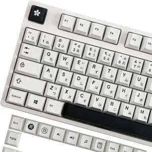 Premium PBT Minimalist Black and White Keycaps - Cherry Profile, DYE Sublimation, 129 Keys for Cherry MX Switches Mechanical Keyboards