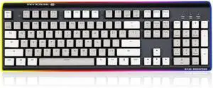Hexgears GK735 Wired Full Size Mechanical Keyboard, Aluminum Housing Built for Gamers w/Kailh Box White Switch, White Backlit + Surrounded by RGB Light Strip, 104 Keys Gaming Keyboard for PC/Mac