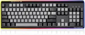 Hexgears GK735 Full-Size Mechanical Gaming Keyboard, Surround Side Light Strip+Backlit Keyboard with Linear Switch, Anti-Ghosting, Double-Shot PBT Keycaps, Compatible with Windows, macOS (Gray-Black)