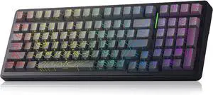 Aula F99 Keyboard Wireless Mechanical Keyboards Computer Bluetooth Gaming Keyboard Creamy Full Size Hot Swappable Custom RGB Backlit with 8000mAh Battery, Tri-Mode BT5.0/2.4GHz/USB-C (Gradient Grey)