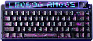 x Aula AMG65 Mechanical Gaming Keyboard with Dual Screen, 65% Wireless Small Custom Keyboard RGB, Bluetooth/2.4G/Wired, Rapid Trigger, Hot Swappable for Windows Laptop PC Mac - Purple