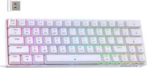 DIERYA DK63 60% Wireless Mechanical Gaming Keyboard | Bluetooth/2.4G/Wired | RGB Backlit | Anti-Ghosting Compact 63-Keys Mini Keyboard | with Red Switch | for Windows Laptop PC Gamer Typist-White