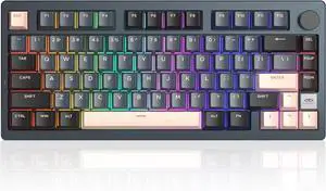MageGee LIGHT75 Wireless Creamy Keyboard, Gasket Structure Hot Swappable, 75% Compact 2.4G/USB-C/BT5.0 RGB Backlit Gaming Keyboard for Win/Mac/PC, Side Printed PBT Keycaps, 4000mAh Battery, Grey
