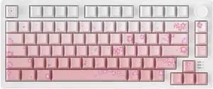 DAREU EK75PRO Sakura Pink Wireless Mechanical Gaming Keyboard,75% Hot Swap Creamy Keyboard with Knob,RGB Backlit,Gasket Custom Structure,Side Printed PBT Keycaps,2.4Ghz/BT5.1/USB-C, for Win/MAC