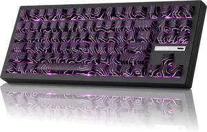 ZORNHER ZH870 Wireless Gaming Mechanical Keyboard,80% Black Custom Creamy Sound Keyboard with Lighted Up Black Topographic Keycaps,Creamy Sounding Linear Switches,Hot-Swappable,RGB Backlit