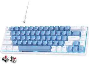 abucow 60% Mechanical Gaming Keyboard, Red Switch Wired Compact Keyboard with Blue Backlight, Swappable Blue White Keycaps, for Windows/Mac