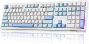 MechLands EPOMAKER TH108 Full Size Mechanical Keyboard, Wireless Gaming Keyboard, 8000mAh Battery, Creamy Gasket, 108 Keys, Hot Swap, Custom Driver, RGB Backlights (Blue&White, Creamy Jade Switch)