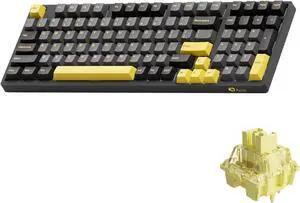 Akko 3098B Hot-swappable Mechanical Keyboard with RGB Backlight, PBT Keycaps, Black&Gold Creamy Gaming Keyboard with Number Pad Software for Mac & Win