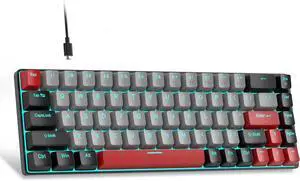 MageGee Portable 60% Mechanical Gaming Keyboard, MK-Box Blue LED Backlit Compact 68 Keys Mini Wired Office Keyboard with Brown Switch for Windows Laptop PC Mac - Grey/Black