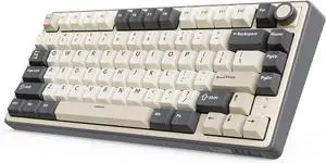 RK ROYAL KLUDGE R75 Wireless Mechanical Keyboard, 75% Percent Custom Gaming Keyboard Gasket Mount RGB Backlit with Knob & PBT Keycaps, BT5.1/2.4GHz/USB-C, Hot Swappable Cream Switch, White