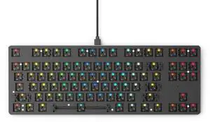 Glorious Custom Gaming Keyboard - GMMK 85% Percent TKL Barebone - USB C Wired Mechanical Keyboard Kit - RGB Hot Swappable Switches & Keycaps - Black Metal Top Plate