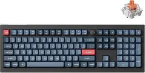 Keychron V6 Max Wireless Custom Mechanical Keyboard, 2.4 GHz Bluetooth 5.1 QMK Full-Size Layout RGB with Hot-swappable Silent Red Switch Compatible with Mac Windows Linux