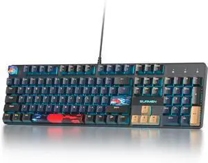 Full Size Mechanical Keyboard, Creamy Keyboard with Number Pad, 104 Keys Wired Gaming Keyboard with Red Switch, RGB Backlit for PC Laptop
