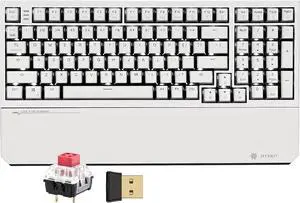 Hexgears X4 Wireless Mechanica Keyboard, 99-Key Linear Switch White Backlit Gaming Keyboard - NKRO 2.4G/USB-C with Wrist Rest, Pudding Keycaps-White