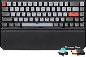 Hexgears X1 Pro Wireless Mechanica Keyboard, Hot-swappable Clicky Switch Gaming Keyboard Bluetooth/2.4G/USB-C 65% Mini Compact with Wrist Rest - Blakc/Gray