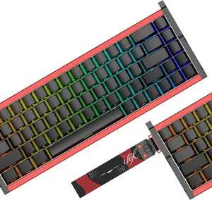 MG68 Max Tri-Mode Full Aluminum Alloy Body, Wireless Magnetic Switch Keyboard, 65% TKL High Refresh Rate, Low Latency USB-C/2.4GHz/Bluetooth Gaming KeyboardBlack Red