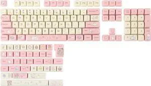 EPOMAKER Cream Bunny PBT Keycaps Set, MOA Profile, 141 Keys Dye Sublimation Keycaps for Mechanical Gaming Keyboard, Compatible with ANSI/ISO Layout, Cherry MX Switch