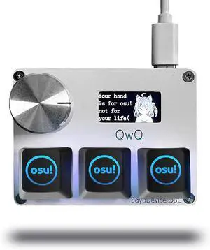 SayoDevice O3C OSU Keyboard Rapid Trigger Hall Switches Magnetic Linear Switches Keyboard with Knob and Screen,Copy Paste,Shotcut,Macro Hotswap Mini Keypad (with OSU keycaps-White)