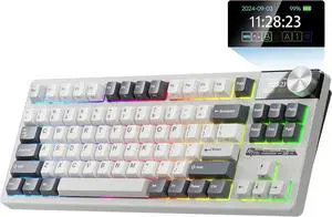 RK ROYAL KLUDGE S85 Wireless Mechanical Keyboard, TKL Keyboard with Display & Ratchet Knob, Triple-Mode Bluetooth/2.4GHz/USB-C, Custom Linear Silent Switches, 7200mAh Battery, Hot Swappable, 85 Keys