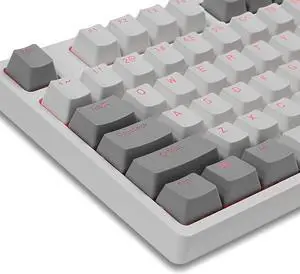 Happy Balls Keycaps Backlit PBT Cherry MX Keycap Set Doubleshot OEM Profile for US Layout 61 68 75 84 87 96 98 104 108 MX Switches Mechanical Keyboard (Gray White)