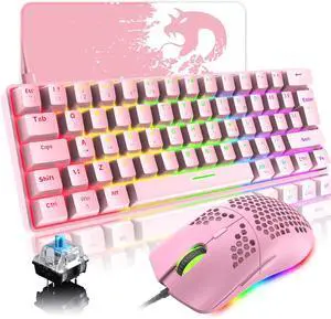 LexonElec Portable 60% Mechanical Gaming Keyboard, 62-Key Mini Wired Office Keyboard, Blue Switch LED Backlight for Windows Laptop Mac Easy to Travel