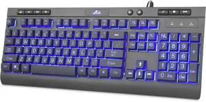 Rii RK900Pro Large Print Backlit Keyboard, Wired USB Full Size Computer Keyboard with Blue Backlight,Compatible with Windows, Mac,Chrome,Linux