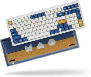 MelGeek Modern97 Ocean Wireless Mechanical Keyboard, 90% Layout Gaming Keyboard with Hot-Swappable and Pre-lubed Linear Switches, Bluetooth/2.4 GHz/USB-C, Customizable Keys, for Mac Windows Linux
