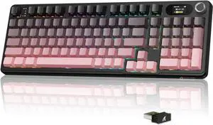 MAMBASNAKE Attack Shark X98 Pro Wireless Mechanical Keyboard with Screen & Knob, 2.4G/USB-C/BT5.0 Gasket Hot Swappable Creamy Keyboard102 Keys, Web Driver RGB Gaming Keyboard for PC/Mac/PS4/Xbox