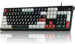 MageGee Creamy Keyboard,K2 Keyboard Wired RGB Backlit 104 Keys Waterproof Ergonomic Keyboards,PC for PC/loptop/MAC - Knight Red