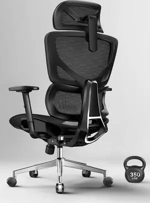 Ergonomic Office Chair - Big & Tall 6'6" Mesh Chair with Dynamic Lumbar Support, 4-in-1 Quick Adjust, 350lbs Capacity - BIFMA Certified Computer Chair for Home Office