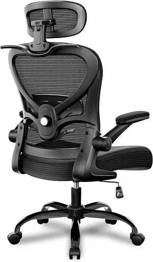 Ergonomic Office Chair with Headrest 3D, Mesh Office Desk Chair with Adjustable Lumbar Support, Computer Chair with Flip up Armrests, 350LBS Capacity - Design for Home/Offices - Black