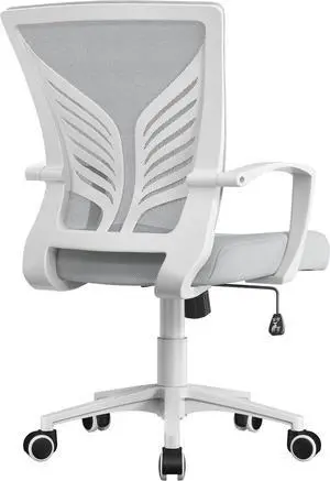 Yaheetech Mesh Office Chair Desk Computer Chair Ergonomic Mid Back with Lumbar Support Adjustable Height for Home Office, Light Gray