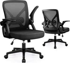 FelixKing Office Chair - Ergonomic Desk Chair Breathable Mesh Task with Wheels and Lumbar Support Home Desk Office Chairs with Flip up Armrest Rolling Swivel for Home Computer Black