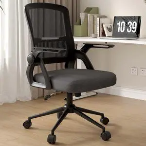 naspaluro Ergonomic Office Chair | Mesh Back, Flip-Up Arms, Lumbar Support | Adjustable Height & Tilt Swivel  Comfortable Desk Chair for Home Office, Study, Work  Black