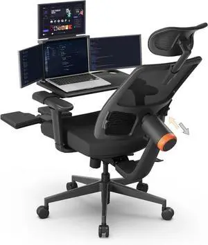 Newtral Ergonomic Office Chair - Home Office Desk Chair with Adaptive Lumbar Support, with Footrest, 4D Armrest, Adjustable Seat Depth & Height