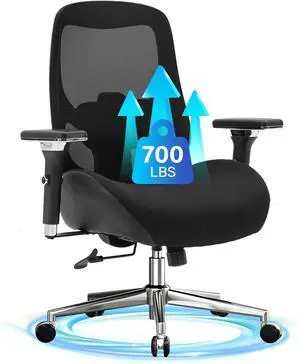700lbs Big and Tall Office Chair for Heavy People Ergonomic Mesh Desk Chair with Wide Thick Seat Cushion, Adjustable Lumbar Support, 4D Armrests and Headrest for Aitting All Day